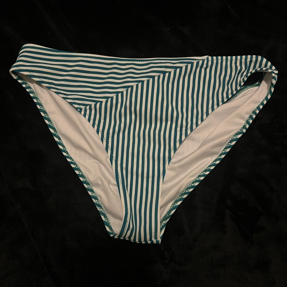 Striped Green and White Bikini Bottom
